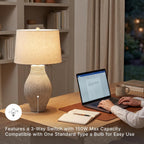 Signature Design by Ashley Layal 29" Table Lamp, Living Room, Beige | Textured paper composite base with 16-inch modified drum shade, 3-way switch for side accents, Stable 10-lb base