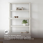 Signature Design by Ashley Robbinsdale 75" Farmhouse Bookcase with Drawer | Hardwood solids and oak veneer, 75 inch tall bookshelf with drawer, Antique white finish, 14 to 17 inch deep fixed shelves