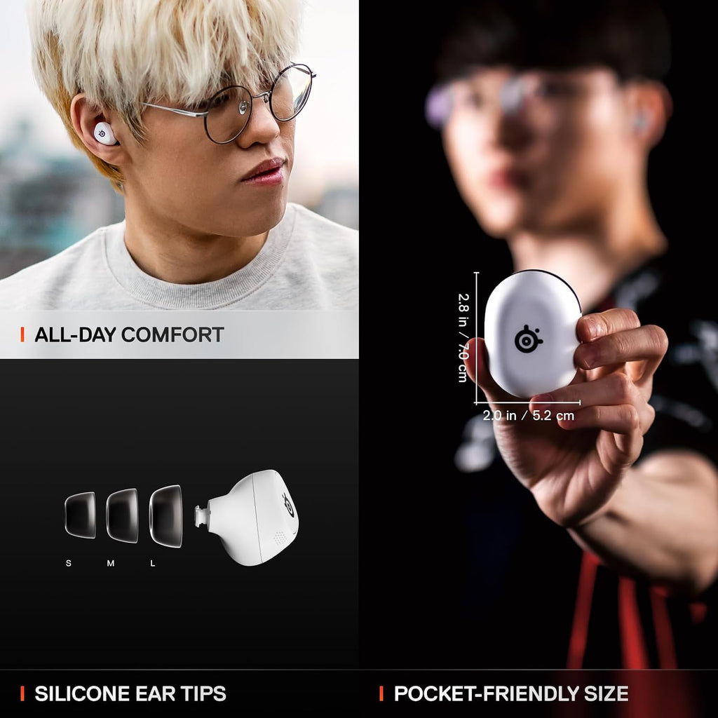 SteelSeries Arctis GameBuds for PS5 - Wireless Gaming Earbuds - 2.4GHz + BT 5.3 - ANC/Transparency - IP55 Water Resistant - 40H Battery - Wireless Charging - PS5, PC, Switch 2, Mobile - White