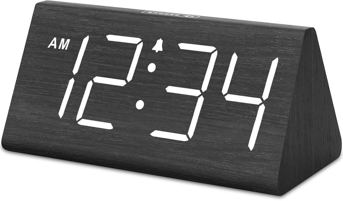 DreamSky Wooden Digital Alarm Clock for Bedrooms with Large Numbers