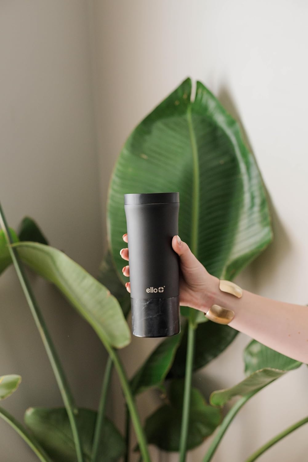 Ello Miri 16oz Insulated Stainless Steel Travel Mug with Slider Lid, Black