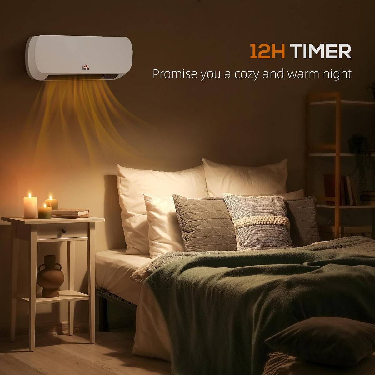 HOMCOM Wall Mounted Space Heater, 2000W Ceramic Heater, White