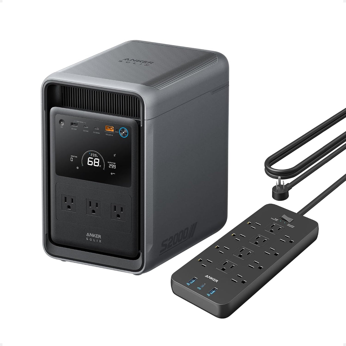Anker SOLIX S2000 Portable Power Station with Power Strip