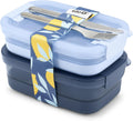 Ello Lunch Stack Bento Box Plastic Food Containers, 2 Pack, Blueberry