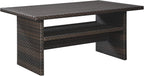 Signature Design by Ashley Outdoor Easy Isle Multi-Use Resin Wicker Patio Table, Dark Brown
