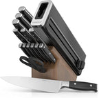 Ninja® NeverDull™ 15-Pc Wood Series Knife Block, Stainless/Walnut, K52015 | Stays razor-sharp 10+ years. Premium German stainless steel blades. Foolproof built-in sharpener. Walnut wood block & handles