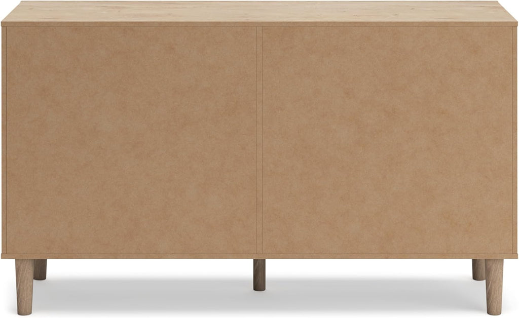 Signature Design by Ashley 6 Drawer Bedroom Dresser, Light Oak, Cielden | Textured beige faux cane fronts, Bronze knobs, Quick assembly, Contemporary coastal bedroom decor