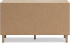 Signature Design by Ashley 6 Drawer Bedroom Dresser, Light Oak, Cielden | Textured beige faux cane fronts, Bronze knobs, Quick assembly, Contemporary coastal bedroom decor