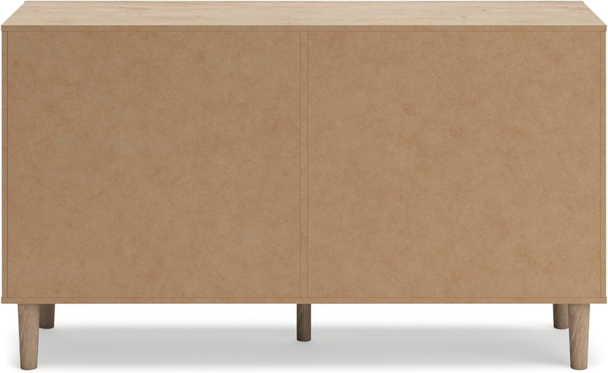 Signature Design by Ashley 6 Drawer Bedroom Dresser, Light Oak, Cielden | Textured beige faux cane fronts, Bronze knobs, Quick assembly, Contemporary coastal bedroom decor