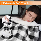 Westinghouse Heated Car Blanket, Grey Buffalo Plaid, 59" x 43”
