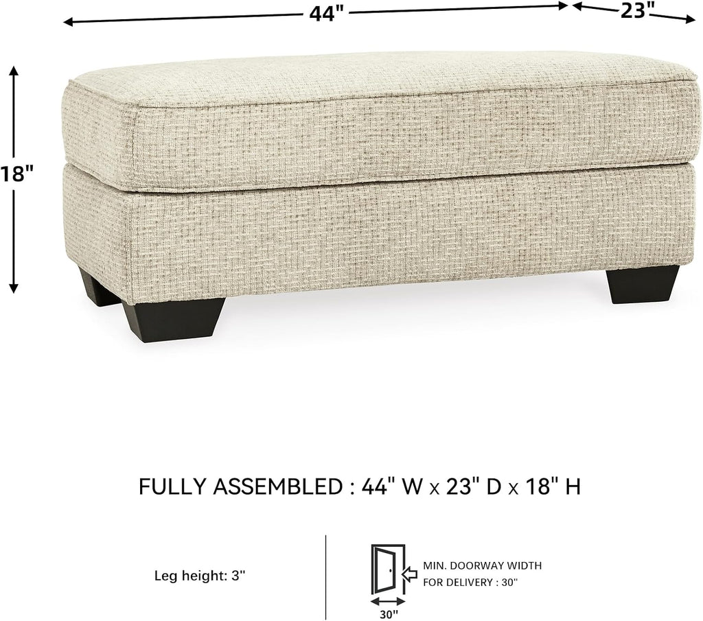 Signature Design by Ashley Rectangular Ottoman, Sandstone Beige | Firmly cushioned 100% polyester chenille fabric, Generous 44-inch scale for coffee table or lounge use, Monaghan Series
