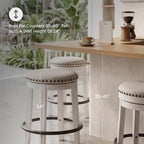 Signature Design by Ashley Valebeck 24 Inch Counter Height Stool | Backless swivel design, Rustic vintage white frame, Cozy beige woven fabric, Metal footrest