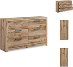Signature Design by Ashley 6 Drawer Dresser for Bedroom, Golden Oak | 5-minute quick assembly, Contemporary tan brown finish, Durable engineered wood, Hyanna Series