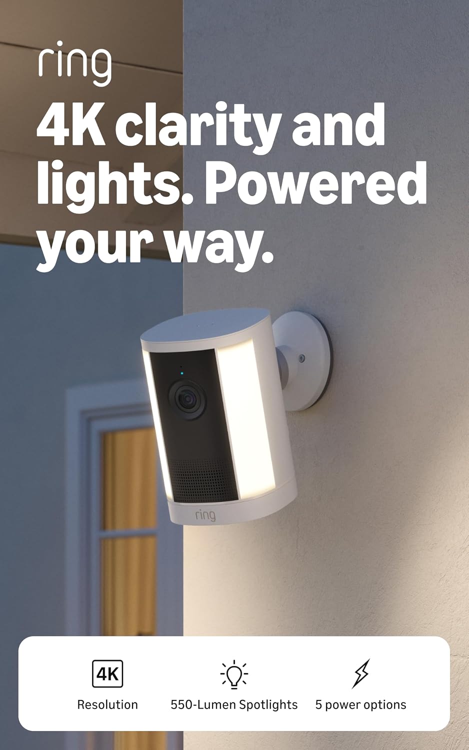 Ring Spotlight Camera 4K Plus (newest gen), Battery, Retinal 4K, easy DIY install, Motion-Activated Spotlights, business or home wireless outdoor security camera, alternative to CCTV
