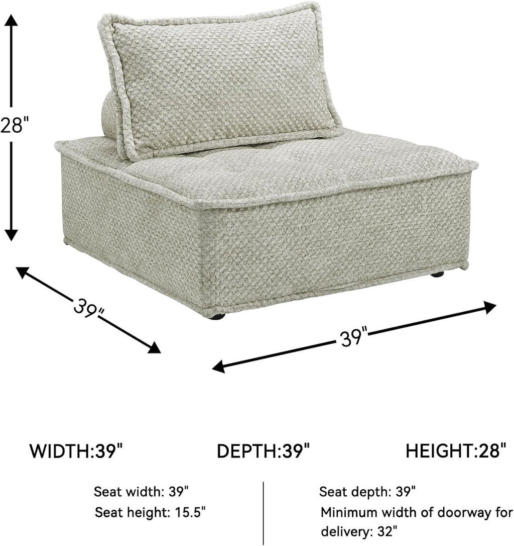 Signature Design by Ashley Oversized Armless Accent Chair, Taupe | Checkered polyester upholstery, Wood and engineered wood frame, Included bolster and toss pillows, Bales Series