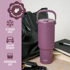 Ello Oasis Go+ 26oz Insulated Stainless Steel Tumbler with Straw, Rasberry
