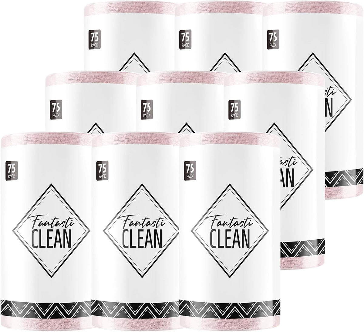 Fantasticlean Microfiber Cleaning Cloth Roll -75 Pack, 12" x 12" (Pink)