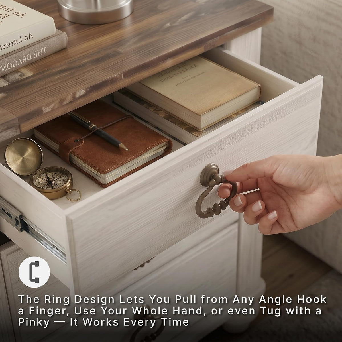 Signature Design by Ashley Willowton 2 Drawer Nightstand, Whitewash | Engineered wood construction, Whitewash finish, Dual USB charging ports, Smooth-gliding drawers, Tall nightstand