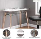 Signature Design by Ashley Jaspeni Industrial Home Office Desk, Painted White Top, Black Metal Framework, Wood, 36" W x 18" D x 29.75" H, White & Light Brown