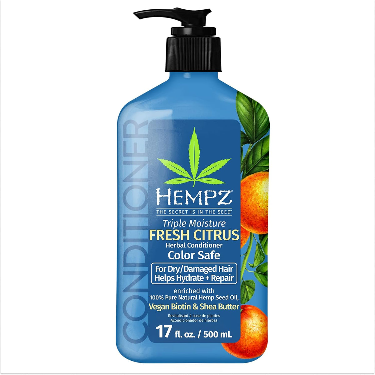 Hempz Biotin Conditioner - Sweet Pineapple & Honey Melon - For Thin/Fine Hair Growth & Strengthening of Dry, Damaged and Color Treated Hair, Hydrating, Softening, Moisturizing - 17 FL OZ