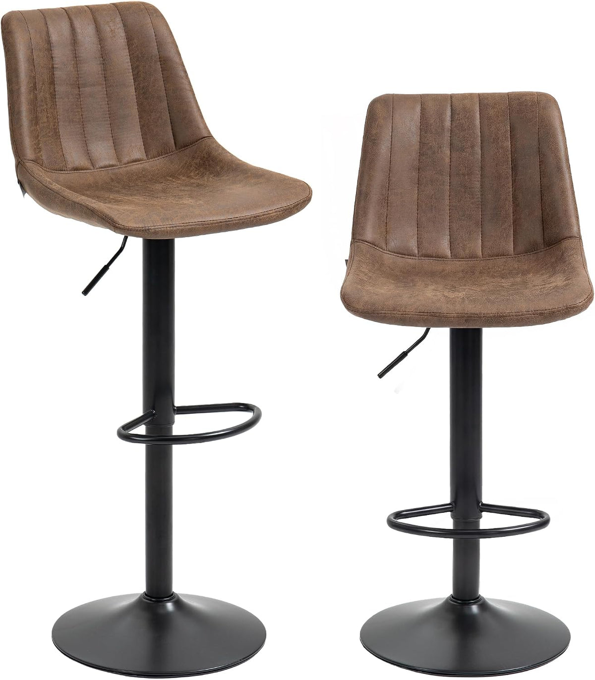 HOMCOM Bar Stools Set of 2 Swivel High Kitchen Island Stools Brown