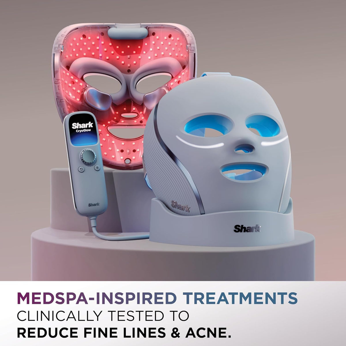 Shark CryoGlow LED Face Mask, Red Light Therapy, Under-Eye Cooling, FW312PL
