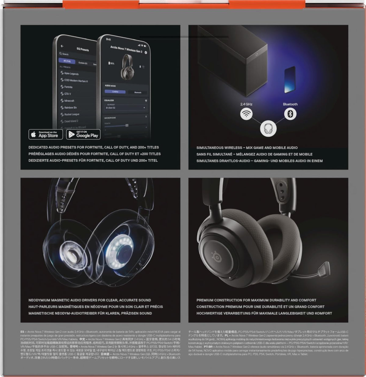 SteelSeries Arctis Nova 7 Wireless Gen 2 - Wireless Gaming Headset for PC - Compatible with PC, PS5, Switch & more - Mobile App Control - 50+ HR with Fast Charge - Mixable 2.4GHz/Bluetooth - Black