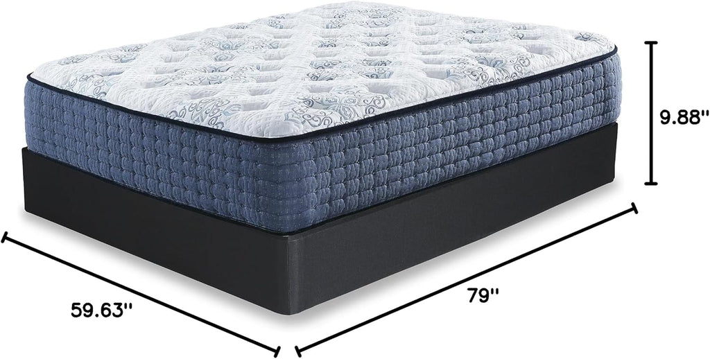 Signature Design by Ashley Queen Foundation, 10 Inch Box Spring | Sturdy metal construction, Compact flat fold design, Removable black fabric cover, Rounded corners, Foundation Series