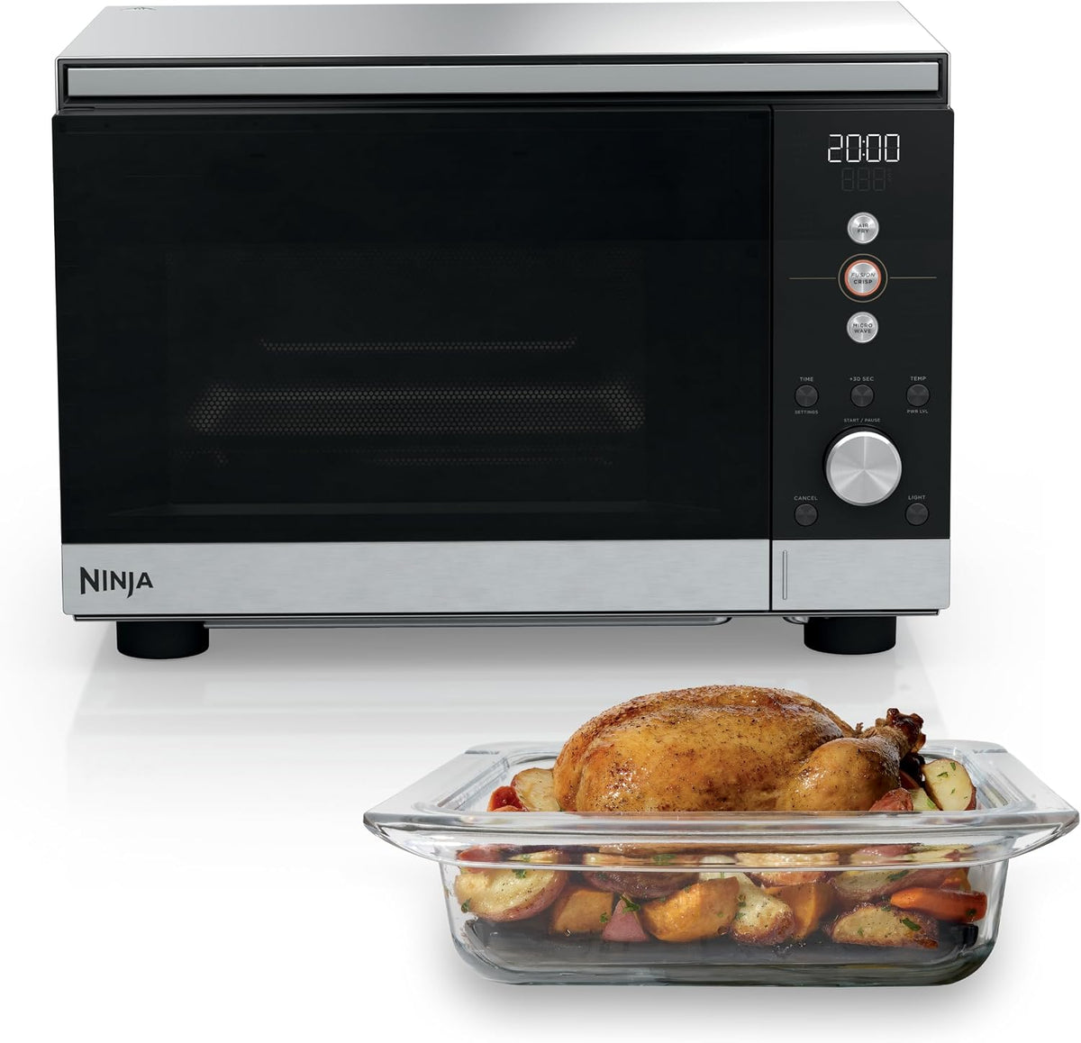 Ninja® Crispi™ Microwave & Air Fryer with FusionCrisp, Silver, MW101 | Replaces a countertop microwave and air fryer with 14 functions; Fast 1000W microwave and powerful 1700W Ninja® air fryer.