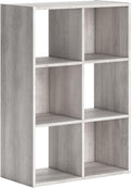 Signature Design by Ashley 6 Cube Storage Organizer Bookshelf, Whitewash | Engineered wood bookcase, Textured whitewash finish, Dual-orientation design, 20-minute assembly, Bedroom use, Paxberry