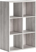 Signature Design by Ashley 6 Cube Storage Organizer Bookshelf, Whitewash | Engineered wood bookcase, Textured whitewash finish, Dual-orientation design, 20-minute assembly, Bedroom use, Paxberry
