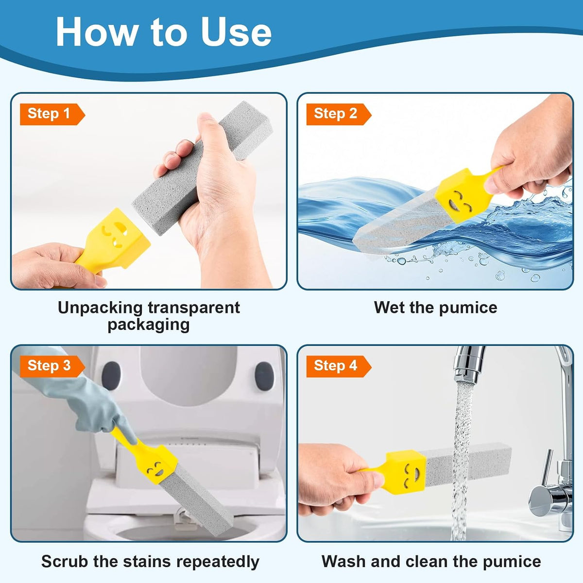 MEQHUO 10 Pack Pumice Stone with 2 Handles, Toilet Bowl Cleaner Ring Remover, Pumice Stone for Toilet Cleaning, Bathtub, Grill, Pool, Sinks, Stove Grates - Reusable Scouring Stones Cleaner