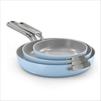 Ninja NeverQuit 3-Piece Ceramic Fry Pan Set, Iceland Blue, CQ13000BL4