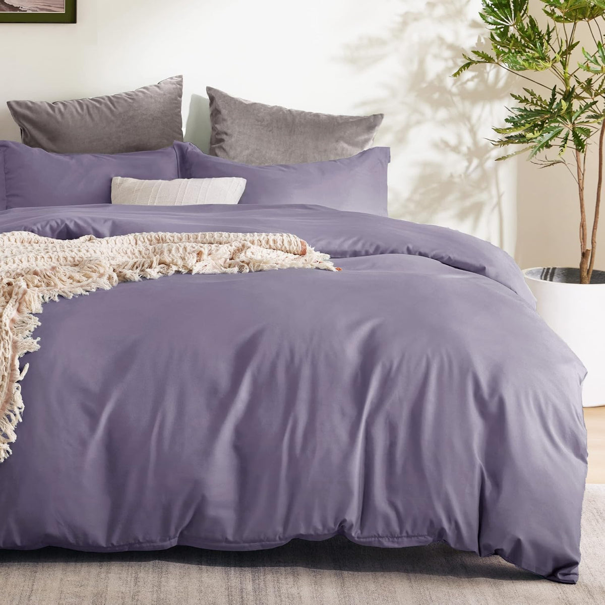Bedsure Duvet Cover Queen Size, 3Pcs Soft Double Brushed Bedding Set, White