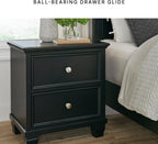 Signature Design by Ashley Tall Farmhouse Nightstand, 2 Drawer, Black