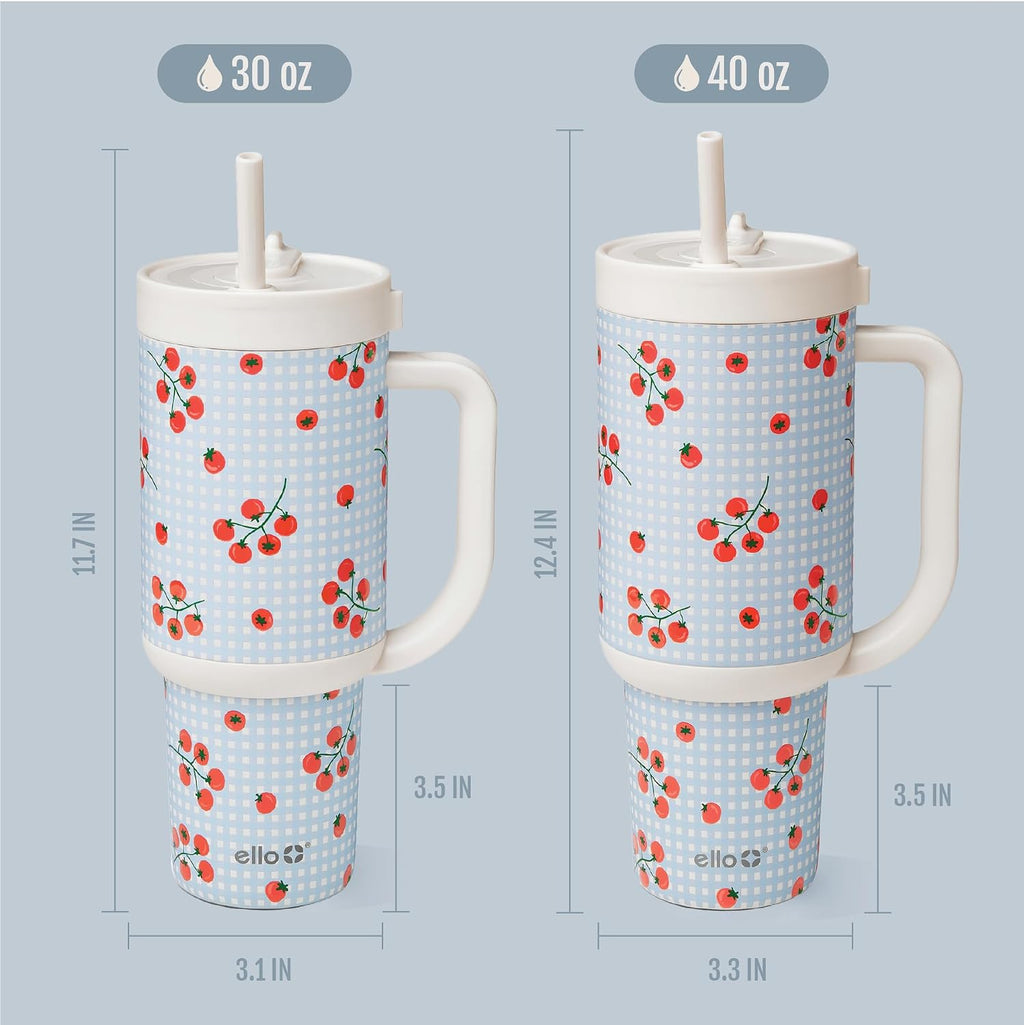Ello Oasis 30oz Insulated Stainless Steel Tumbler with Straw, Picnic