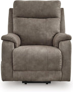 Signature Design by Ashley Dual Motor Power Lift Recliner, Heat & Massage | Fossil suede faux leather, Lift chairs recliners for elderly, Independent back and footrest, Crestmeade Series