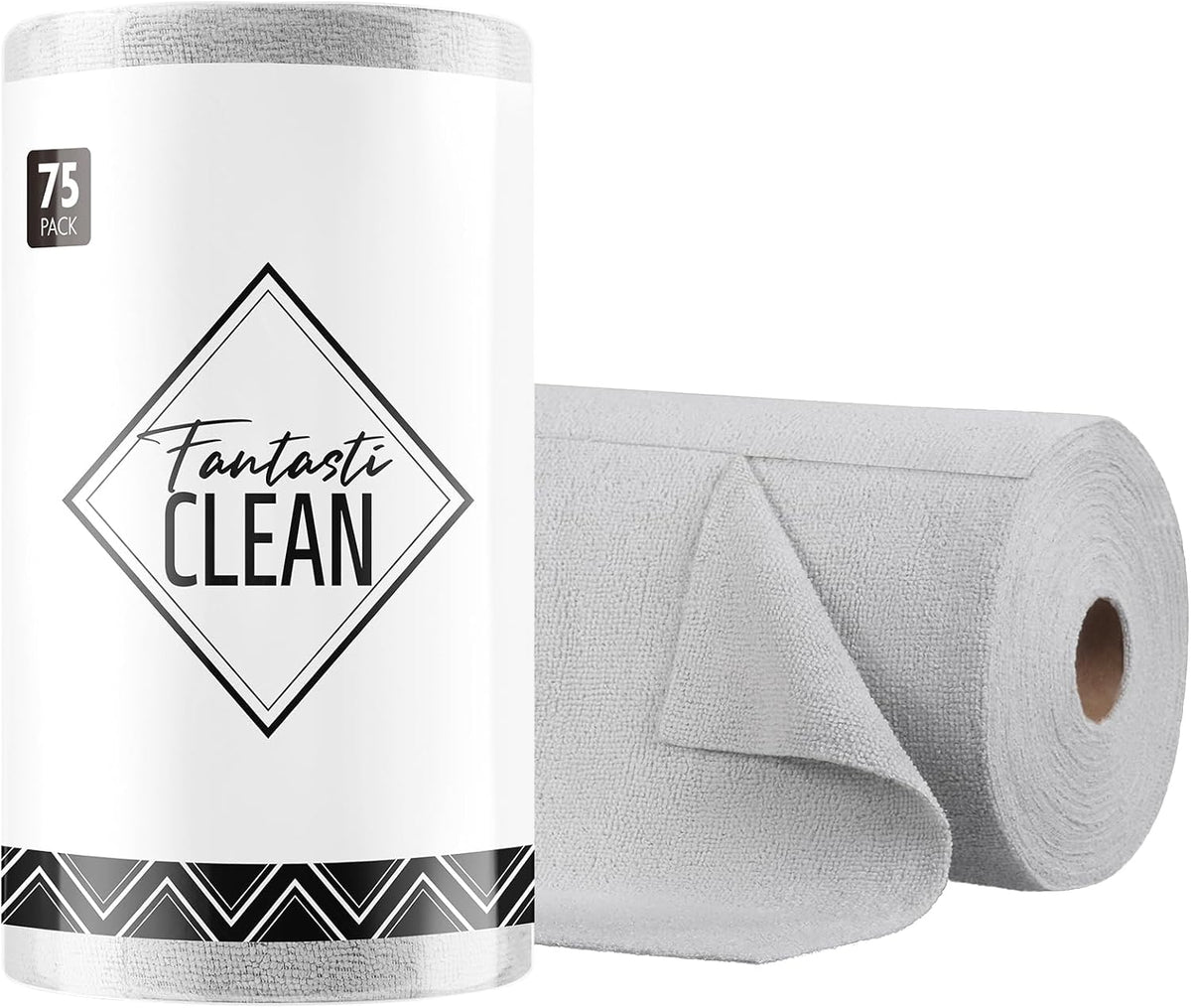 Fantasticlean Microfiber Cleaning Cloth Roll -75 Pack, 12" x 12" (Pink)