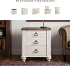 Signature Design by Ashley Willowton 2 Drawer Nightstand, Whitewash | Engineered wood construction, Whitewash finish, Dual USB charging ports, Smooth-gliding drawers, Tall nightstand