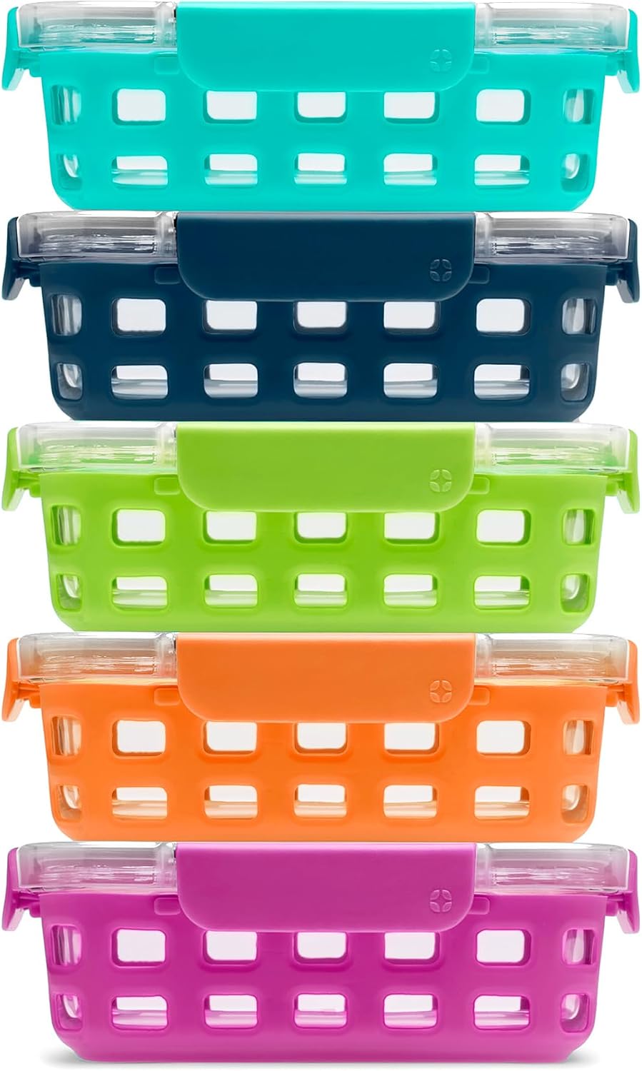 Ello Duraglass 3.4 Cup Glass Meal Prep Containers, 10 Pc, 5 Pack, Fruit