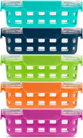 Ello Duraglass 3.4 Cup Glass Meal Prep Containers, 10 Pc, 5 Pack, Fruit
