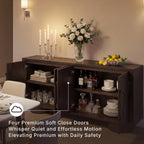 Signature Design by Ashley Accent Cabinet, 72" Dark Brown Credenza, Veeda | Premium oak veneer construction, 72-inch TV stand, Media console with cord management, Contemporary 4-door sideboard