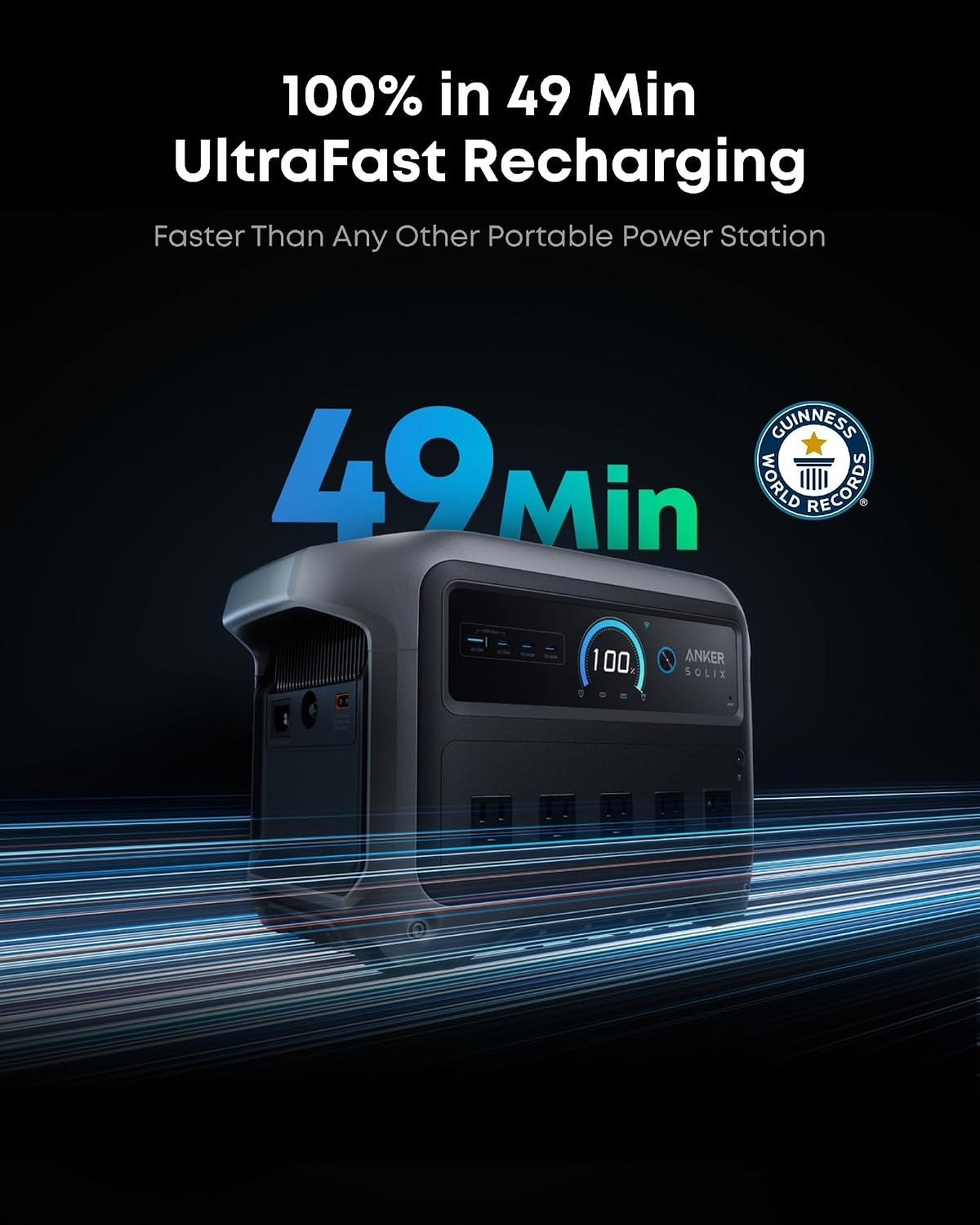Anker SOLIX C1000 Gen 2 Portable Power Station with Car Charging Cable