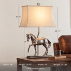 Signature Design by Ashley Sandorman Horse Table Lamp, Bronze | Stately equine polyresin sculpture base, 3-way rotary switch with dark fabric shade, Ideal for living rooms and bedrooms