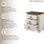 Signature Design by Ashley Willowton 2 Drawer Nightstand, Whitewash | Engineered wood construction, Whitewash finish, Dual USB charging ports, Smooth-gliding drawers, Tall nightstand