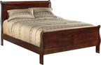 Signature Design by Ashley Alisdair Wood Queen Sleigh Bed | Traditional Louis Philippe style, Sweeping curves, Adjustable base compatible, Bed frame with headboard