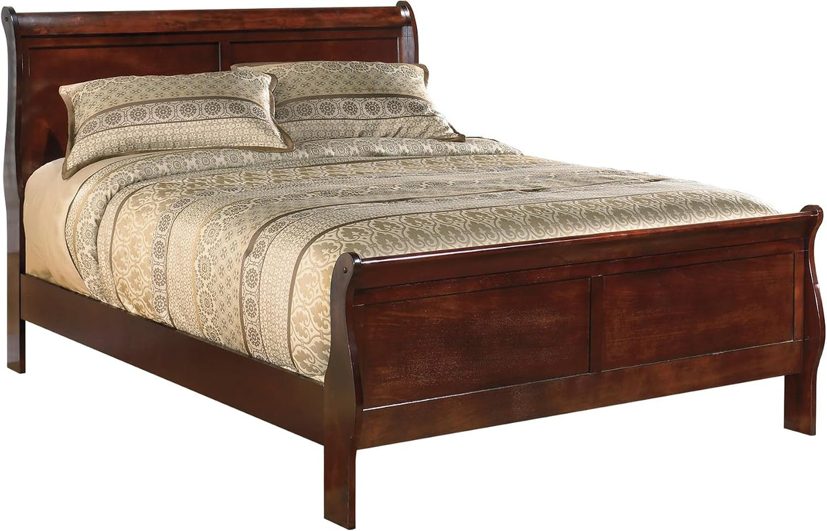 Signature Design by Ashley Alisdair Wood Queen Sleigh Bed | Traditional Louis Philippe style, Sweeping curves, Adjustable base compatible, Bed frame with headboard