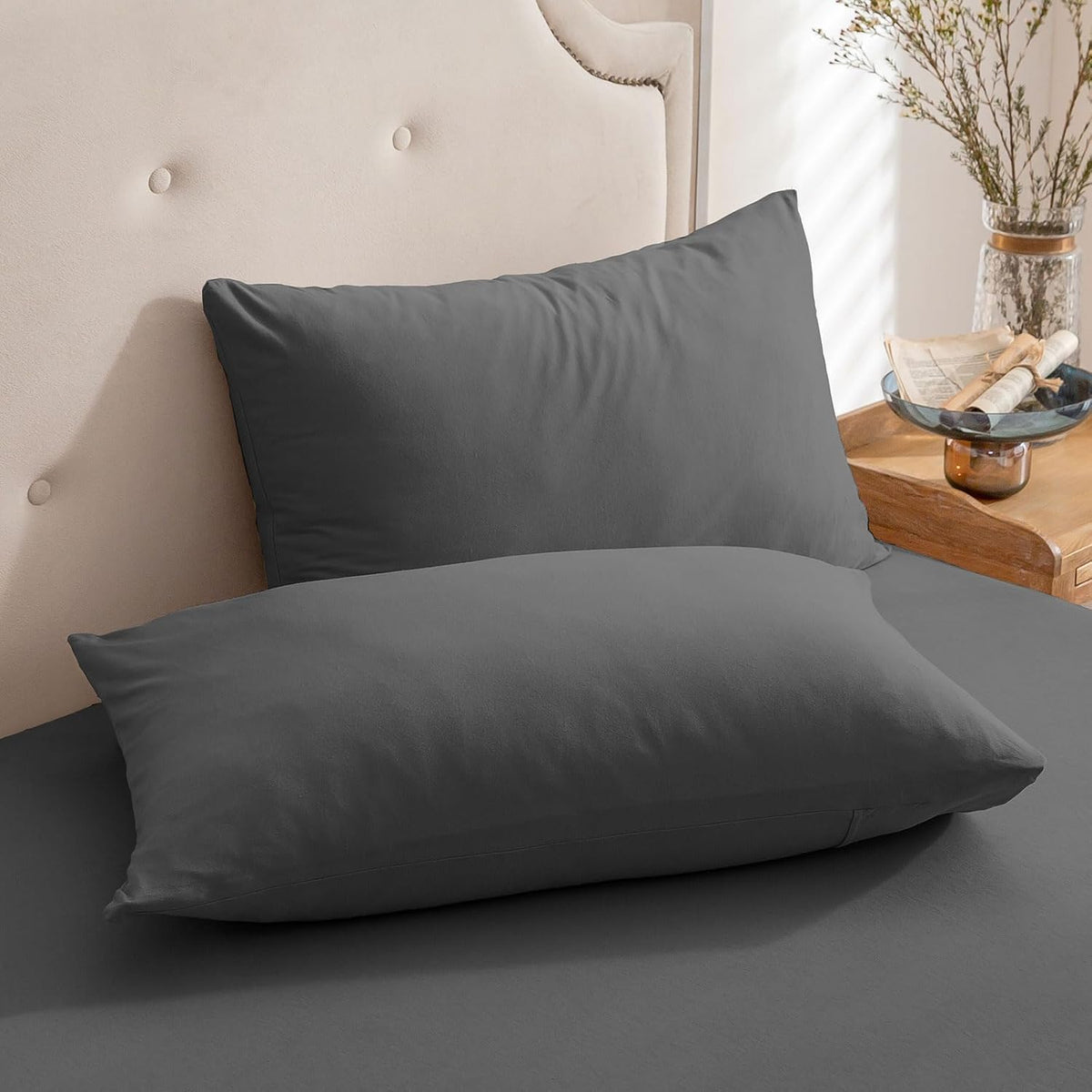 PURE ERA Jersey Knit Pillow Cases Solid Sage Green Standard