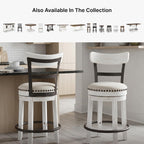 Signature Design by Ashley Valebeck Swivel Counter Height Bar Stool, White | Sturdy 24.5-inch seat with nailhead trim, Farmhouse rustic style featuring linen colored polyester, Smooth 360° rotation