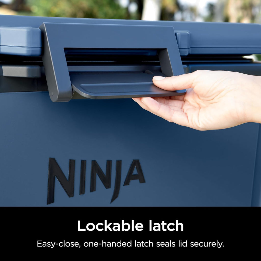 Ninja FrostVault 50qt Hard Cooler, Storage Drawer, Lakeshore Blue FB151BL | Ninja FrostVault keeps food cool, dry & separate under 40°F for days, with 50-qt capacity holding up to 80 cans